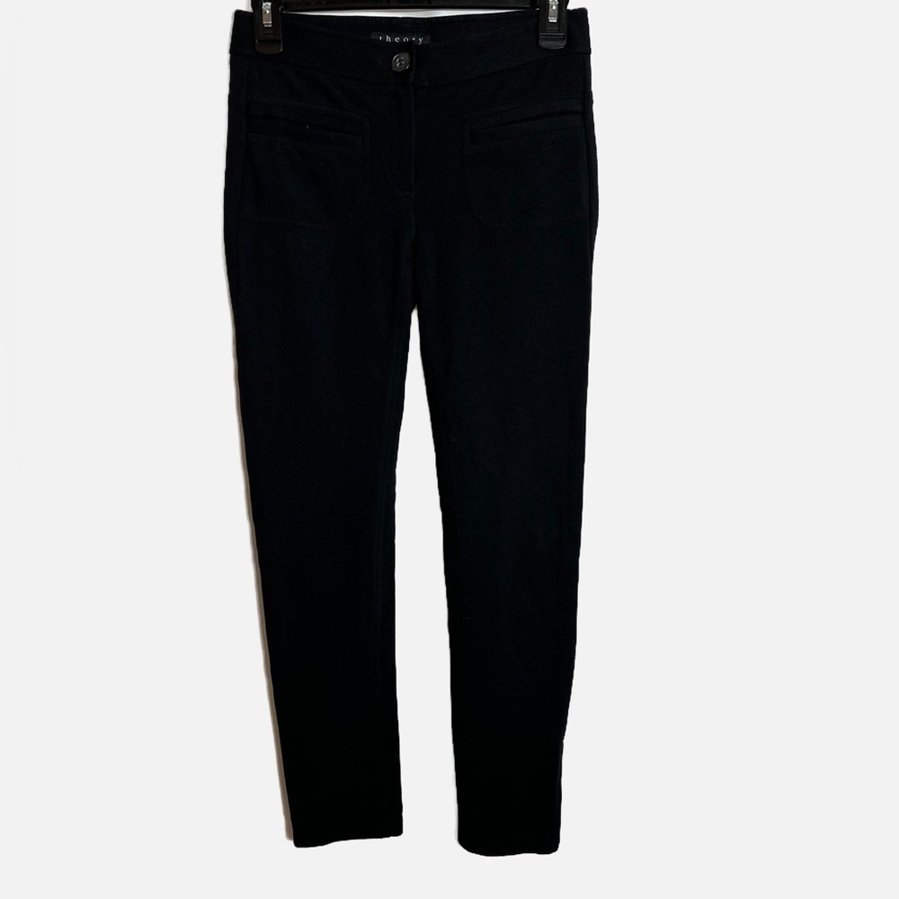 Theory Black Ponte Ankle Zip Skinny Pants